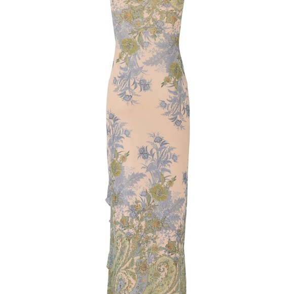 Tiger Mist Strapless Floral Bandeau Maxi-Dress - Yellow/Green Floral Paisley - S - Picture 6 of 12